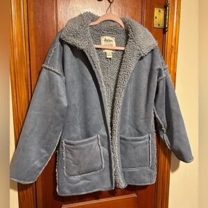 DYLAN Women’s Blue Gray Fleece-Lined Faux Fur Coat Size Small